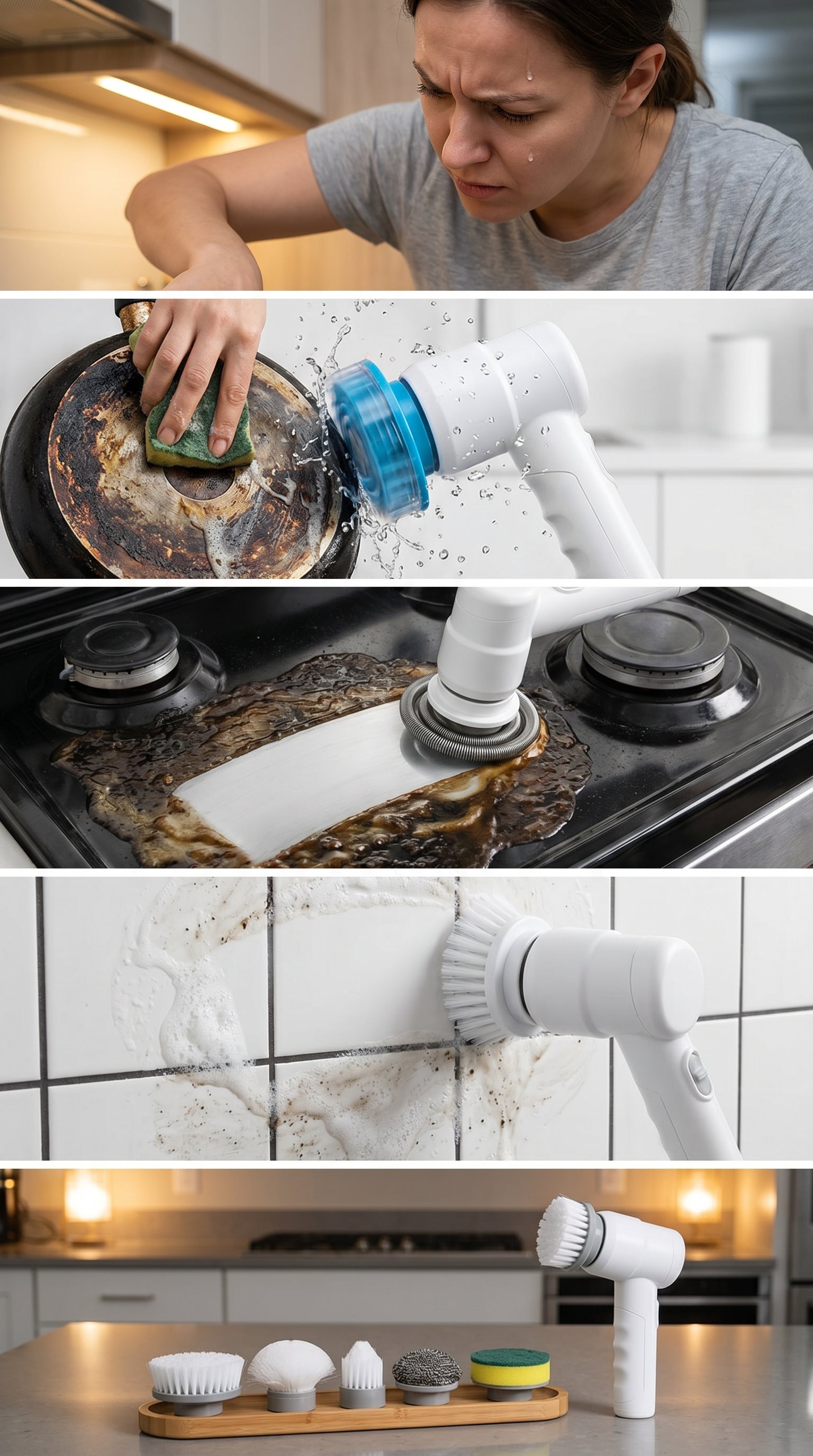 Electric Spin Scrubber Brush – 5-in-1 Cordless Power Cleaning Brush with 5 Replaceable Heads